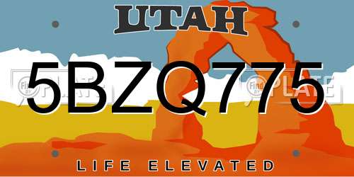 5BZQ775 Utah License Plate