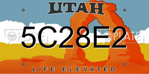 5C28E2 Utah License Plate
