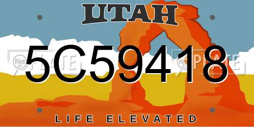 5C59418 Utah License Plate