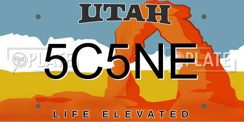 5C5NE Utah License Plate