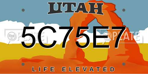 5C75E7 Utah License Plate