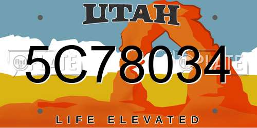 5C78034 Utah License Plate