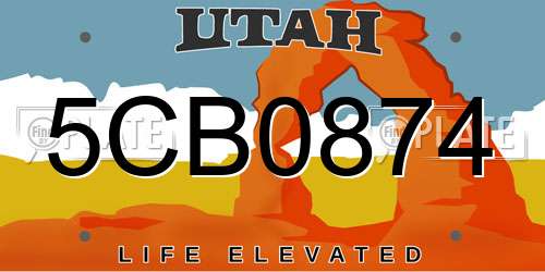 5CB0874 Utah License Plate