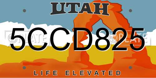5CCD825 Utah License Plate