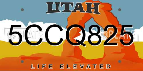5CCQ825 Utah License Plate