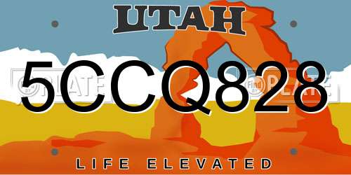 5CCQ828 Utah License Plate