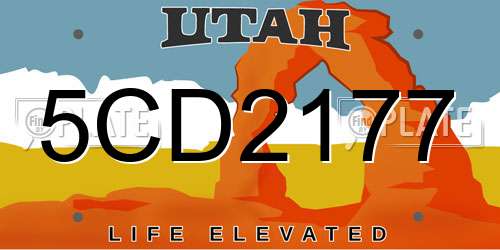 5CD2177 Utah License Plate
