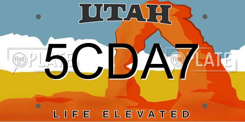 5CDA7 Utah License Plate