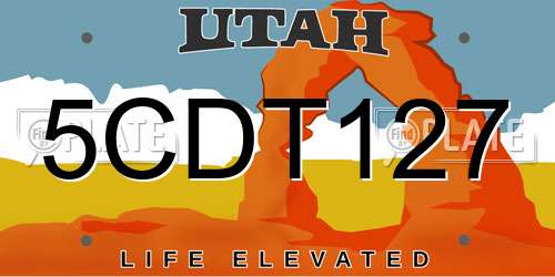 5CDT127 Utah License Plate