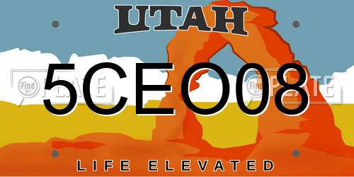 5CEO08 Utah License Plate