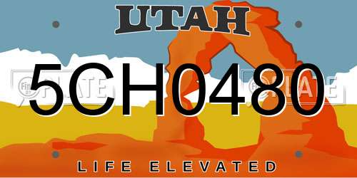 5CH0480 Utah License Plate