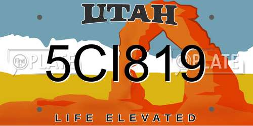 5CI819 Utah License Plate