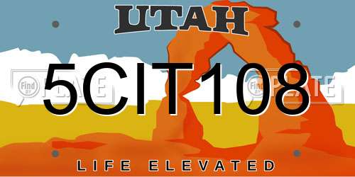 5CIT108 Utah License Plate