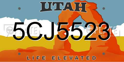 5CJ5523 Utah License Plate