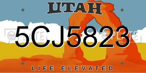 5CJ5823 Utah License Plate