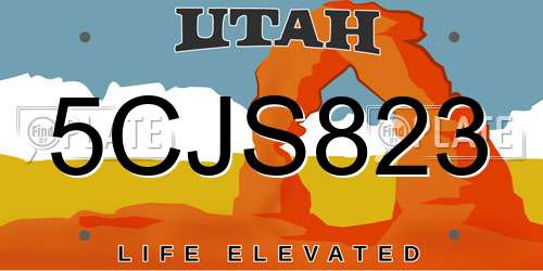 5CJS823 Utah License Plate