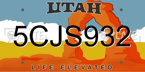 5CJS932 Utah License Plate