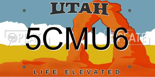 5CMU6 Utah License Plate