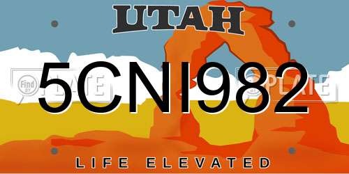 5CNI982 Utah License Plate