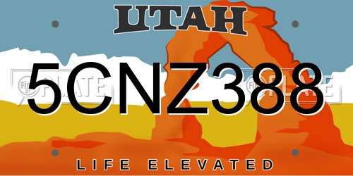 5CNZ388 Utah License Plate
