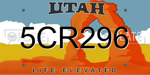 5CR296 Utah License Plate