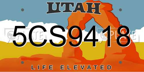 5CS9418 Utah License Plate