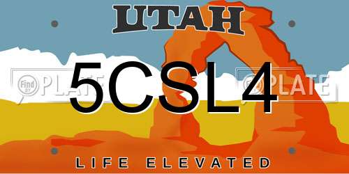 5CSL4 Utah License Plate