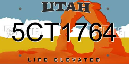 5CT1764 Utah License Plate