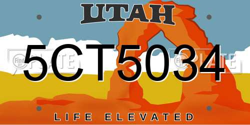5CT5034 Utah License Plate