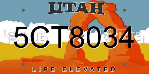 5CT8034 Utah License Plate