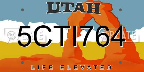 5CTI764 Utah License Plate