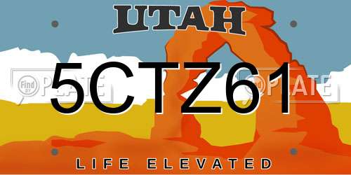5CTZ61 Utah License Plate