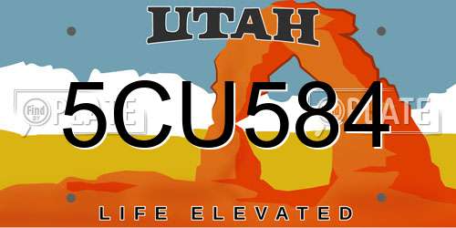 5CU584 Utah License Plate