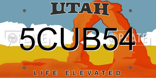 5CUB54 Utah License Plate
