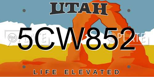 5CW852 Utah License Plate