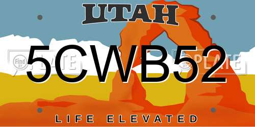 5CWB52 Utah License Plate