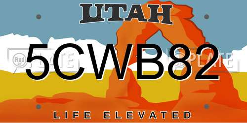 5CWB82 Utah License Plate