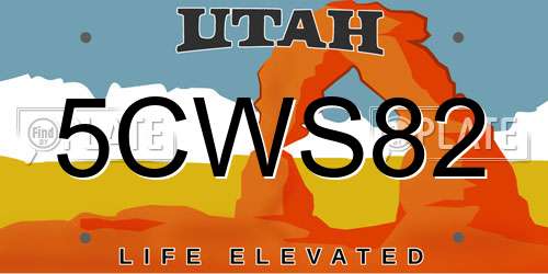 5CWS82 Utah License Plate