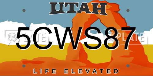 5CWS87 Utah License Plate