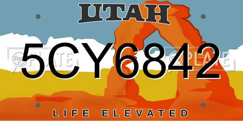 5CY6842 Utah License Plate