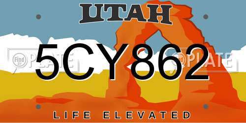 5CY862 Utah License Plate