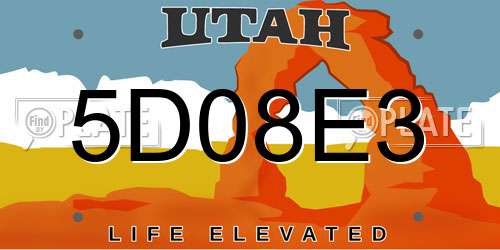 5D08E3 Utah License Plate