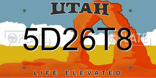 5D26T8 Utah License Plate