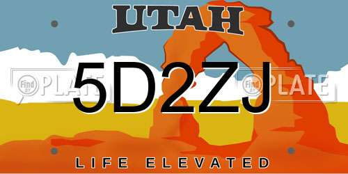 5D2ZJ Utah License Plate