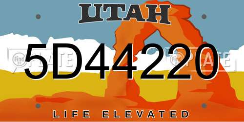 5D44220 Utah License Plate