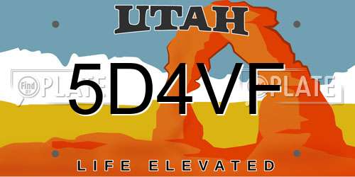 5D4VF Utah License Plate
