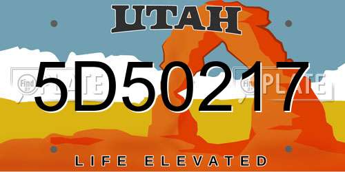 5D50217 Utah License Plate