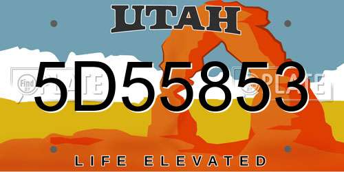 5D55853 Utah License Plate