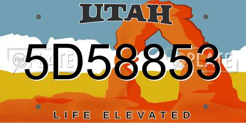 5D58853 Utah License Plate