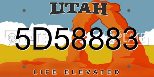 5D58883 Utah License Plate